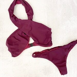 Fella || Dylan Halter Bikini Two Piece Set Aubergine Purple Maroon Medium‎